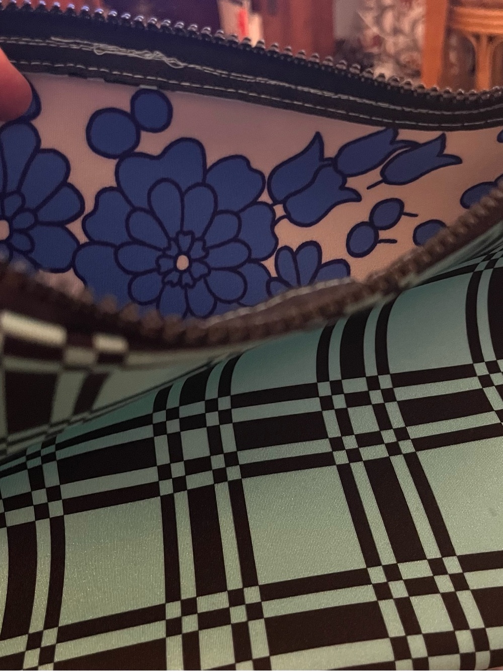 TRIANGL swimwear Blue Floral & Plaid Zip Pouch